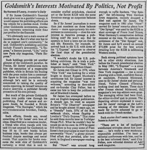 Goldsmith_interests_motivated_by_politics_not_profit 20_11_1984